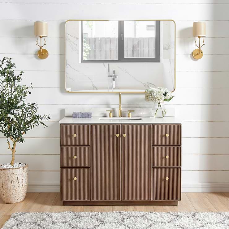 Olinda Brushed Gold 48x32" Framed Rectangle Mirror