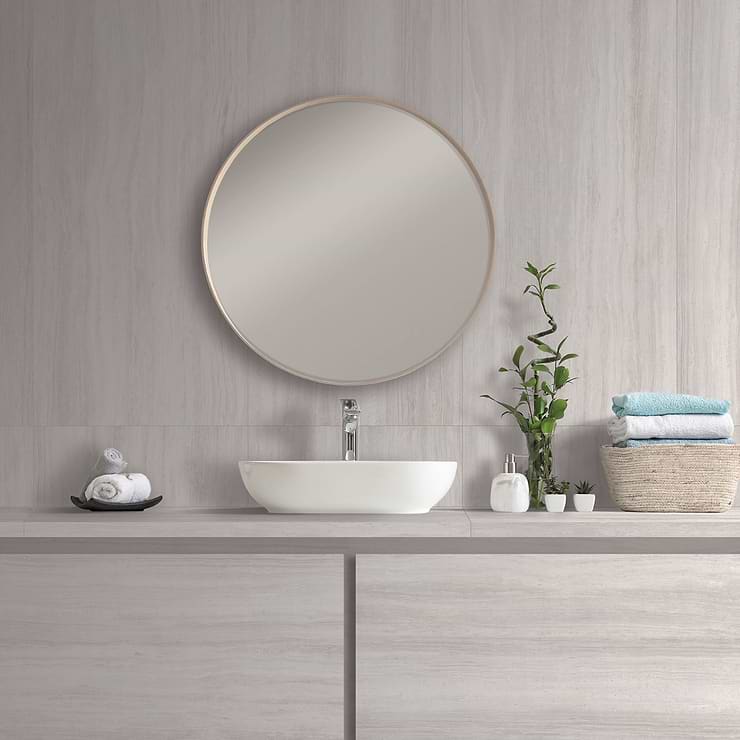 Nashville White 24x48 Travertine Look Polished Porcelain Tile