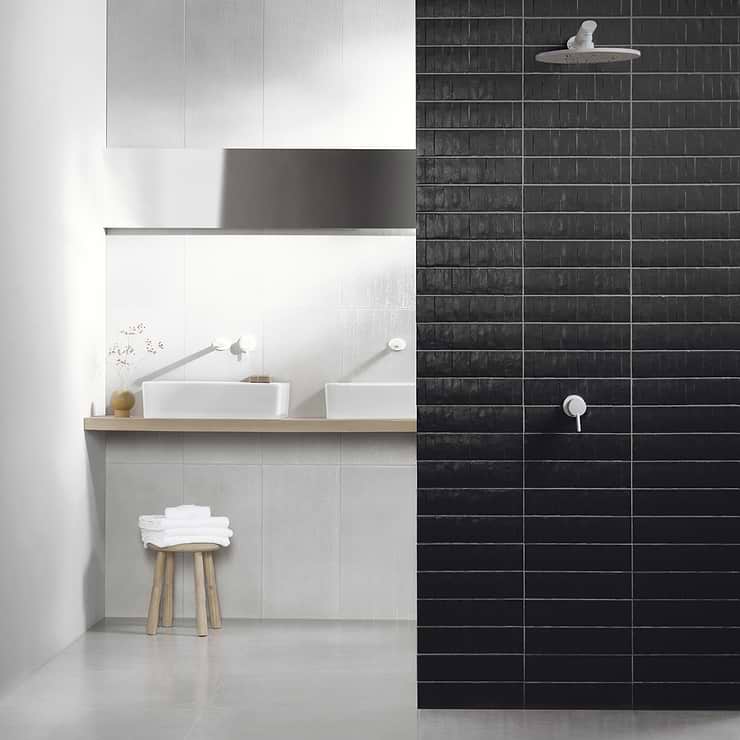 Rework Leather Black 3x12 Matte Porcelain Tile