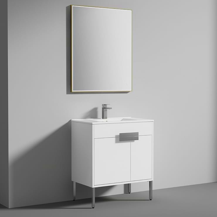 Mage Brushed Gold 30x36" Framed Rectangle LED Mirror