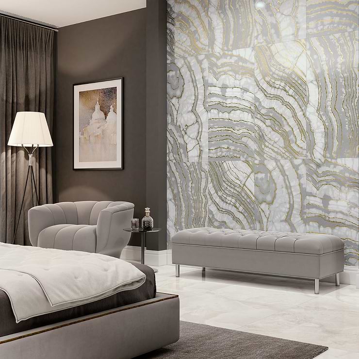 Agate Art Smoke Gray 24x48 Artisan Decor Polished Porcelain Tile