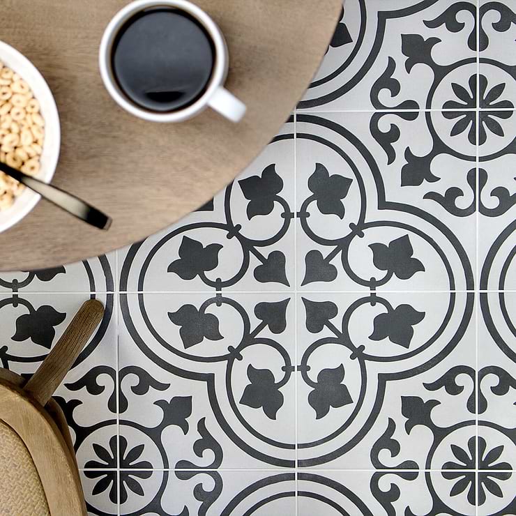 Cascais White Ornate 9x9 Matte Porcelain Tile