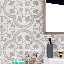 Cascais Silver Ornate 9x9 Matte Porcelain Tile