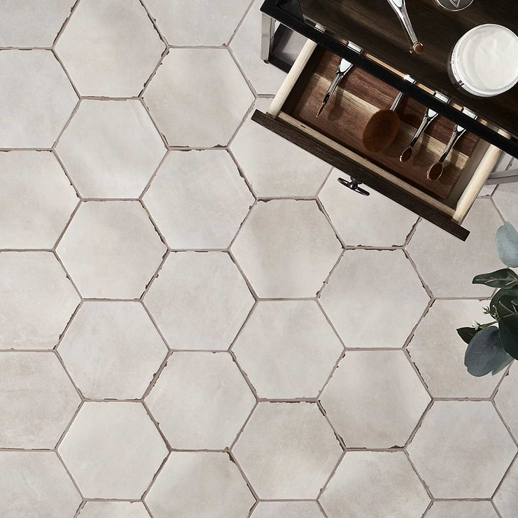Sasha Hex Tiberio Taupe 6" Matte Porcelain Hexagon Tile