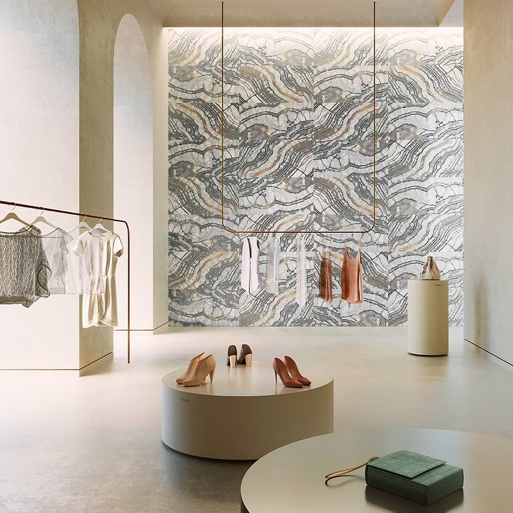 Agate Art Smoke Gray 24x48 Artisan Decor Polished Porcelain Tile