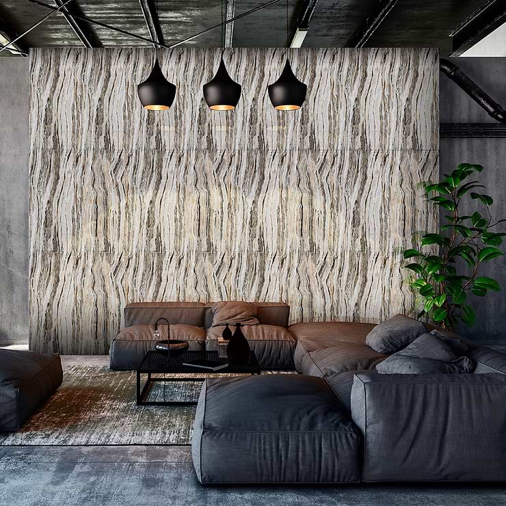 Lux Travertino Black Gold 24x48 Artisan Decor Porcelain Tile