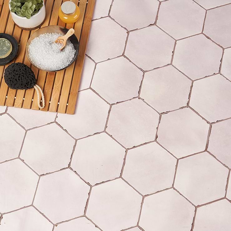 Sasha Hex Oxalis Rose 6" Matte Porcelain Hexagon Tile