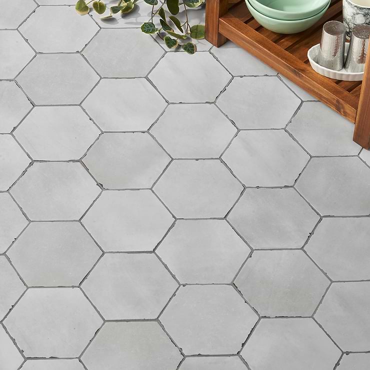 Sasha Hex Rassa Gray 6" Matte Porcelain Hexagon Tile