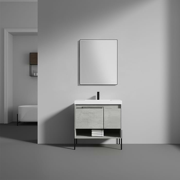 Mage Matte Black 30x36" Framed Rectangle LED Mirror