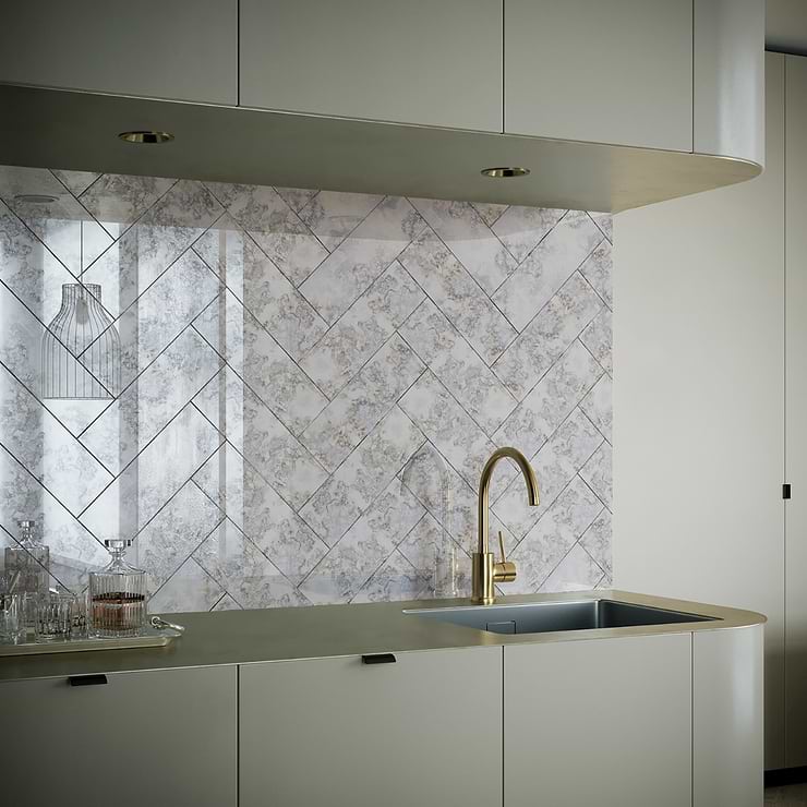 Vilna Argenta Gray 6x18 Polished Mirror Subway Tile