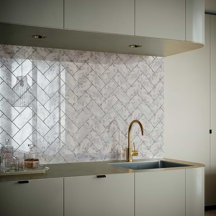 Vilna Argenta Gray 3x6 Antique Mirror Polished Subway Wall Tile