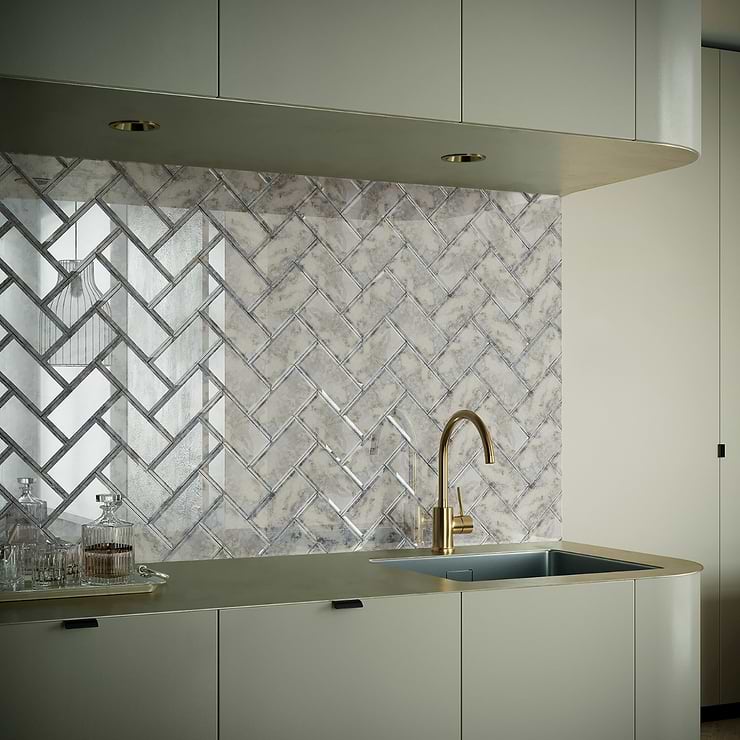 Vilna Argenta Gray 3x6 Beveled Polished Antique Mirror Subway Tile