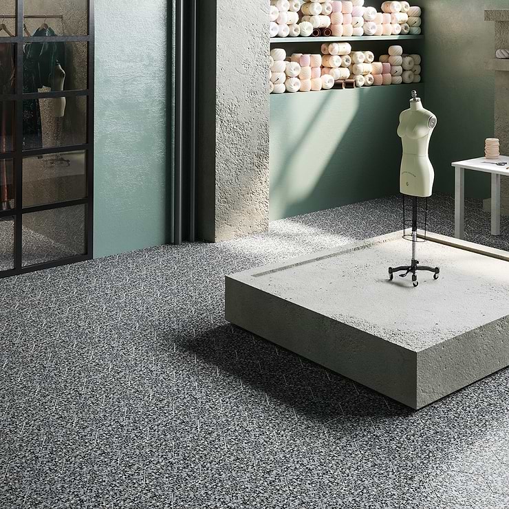 Reef Gray 8" Hexagon Polished Pearl Terrazzo Tile