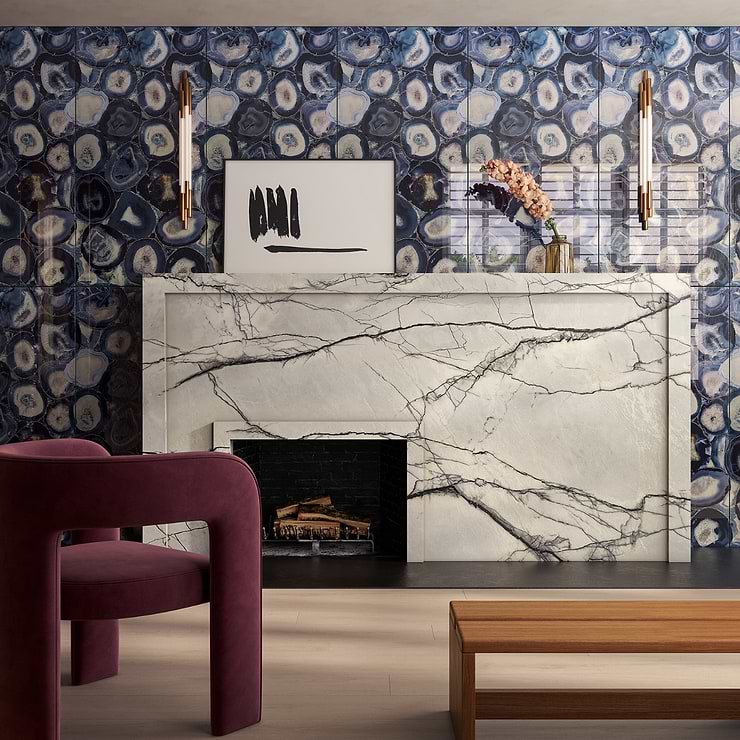 Agate Glass Riviera Blue 18x36 Polished Glass Tile