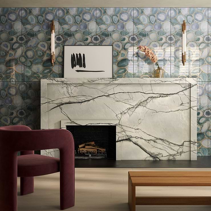 Agate Glass Silver Gray 18x36 Polished Glass Tile