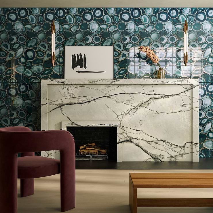 Agate Glass Teal Green 18x36 Polished Glass Tile