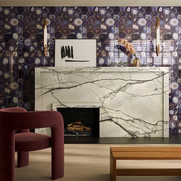 Agate Glass Wisteria Purple 18x36 Polished Glass Tile