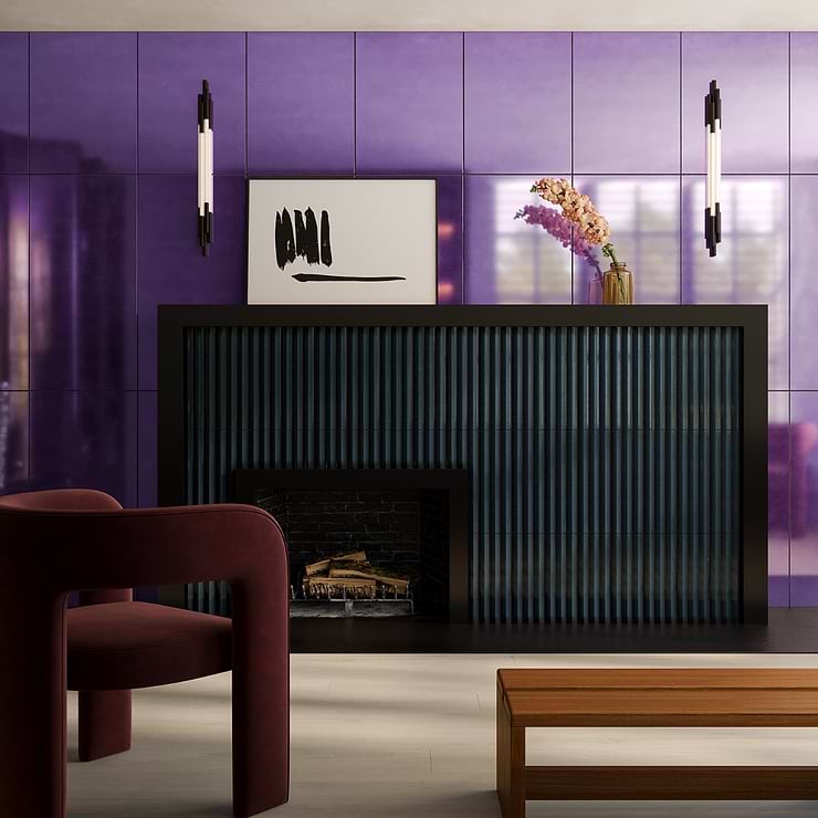 Amulet Mist Aubergine 18x36 Purple Metal Laminated Porcelain Tile