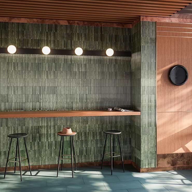 Curve Fluted Green 6x12 3D Glossy Ceramic Tile