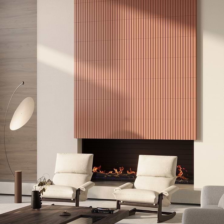 Bariano Terracotta 6x16 Fluted 3D Matte Porcelain Tile