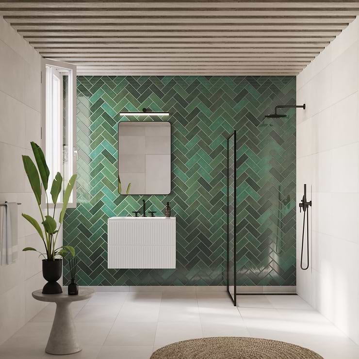 Portmore Green 3x8 Glossy Ceramic Subway Tile