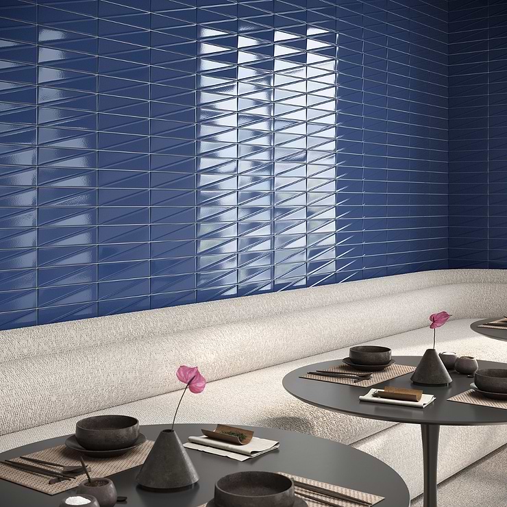 Axelle Azure Blue 3x12 3D Glossy Ceramic Subway Tile