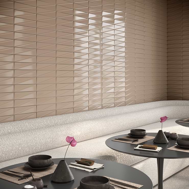 Axelle Dune Beige 3x12 3D Glossy Ceramic Subway Tile