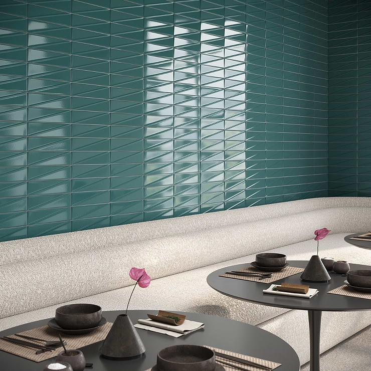 Axelle Emerald Green 3x12 3D Glossy Ceramic Subway Tile