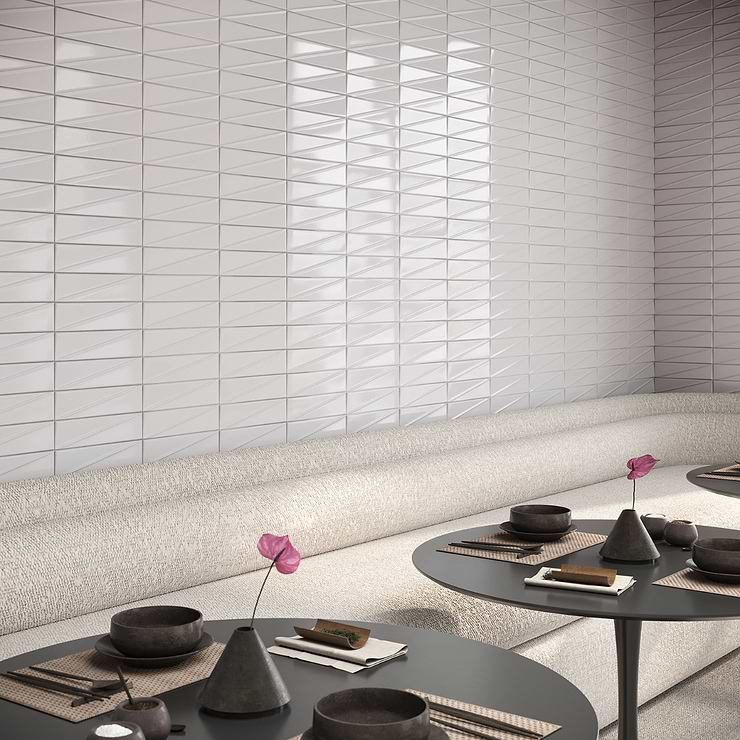 Axelle Ice White 3x12 3D Glossy Ceramic Subway Tile
