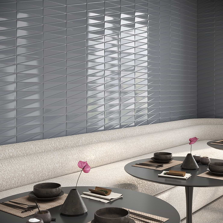 Axelle Misty Gray 3x12 3D Glossy Ceramic Subway Tile
