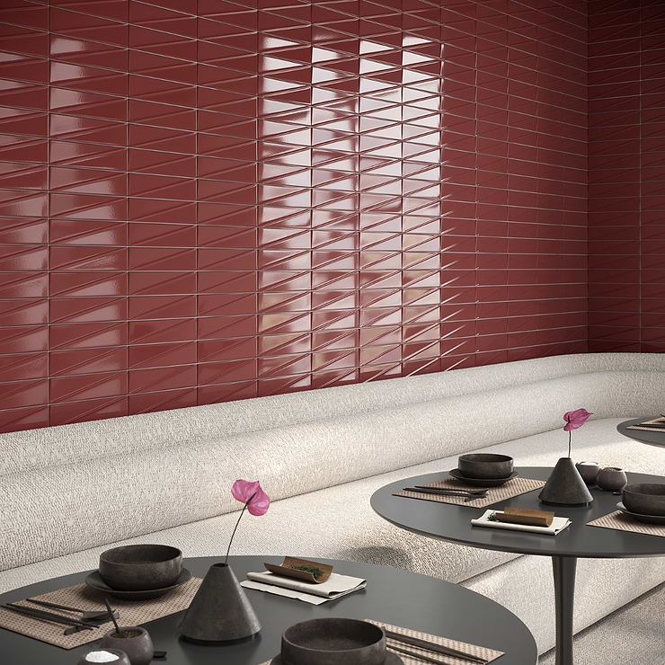 Axelle Ruby Red 3x12 3D Glossy Ceramic Subway Tile