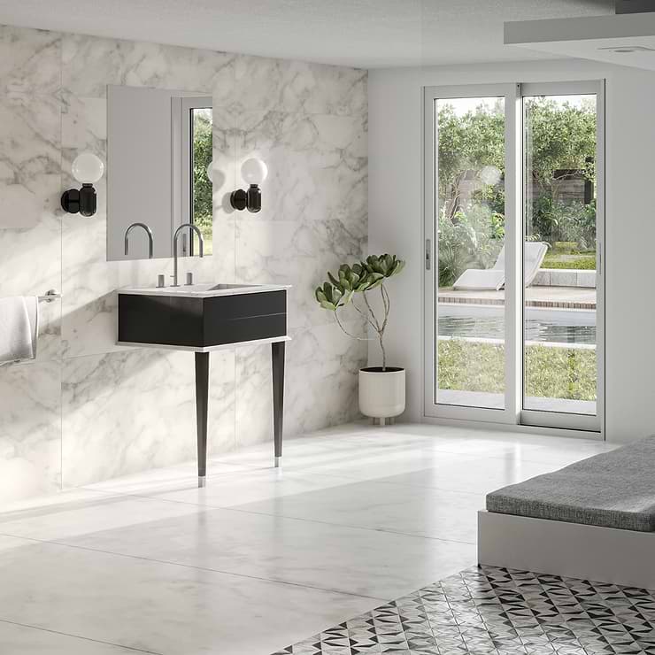 Classic Carrara 24" Black & Chrome Vanity 