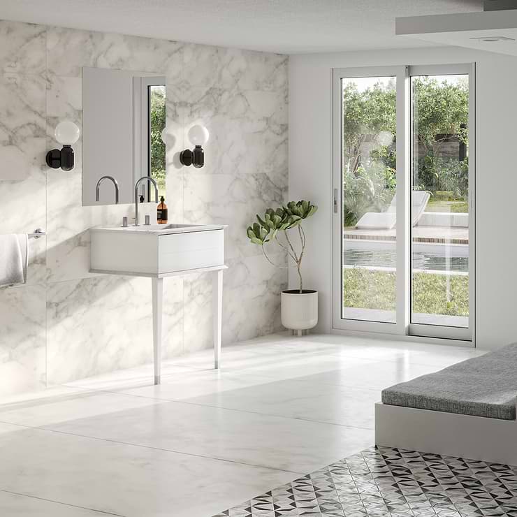Classic Carrara 24" White Vanity with Chrome Accents 