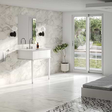 Classic Carrara 30" White Vanity with Chrome Accents 