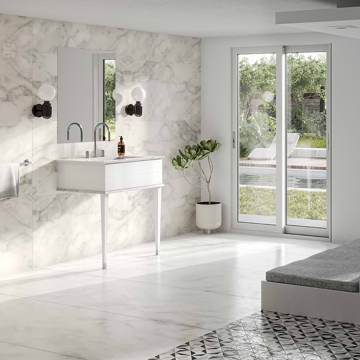 Classic Carrara 30" White Vanity with Chrome Accents 