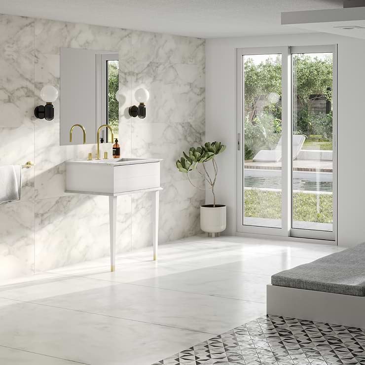 Classic Carrara 24" White Vanity with Gold accents 