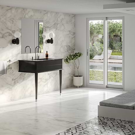 Classic Nero Marquina 36" Black Vanity with Chrome Accents 