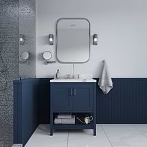 Sheraton 30" Navy Vanity with Carrara Marble Top and Ceramic Basin
