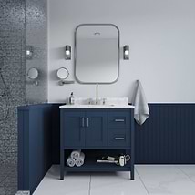 Sheraton 36" Navy Vanity with Carrara Marble Top and Ceramic Basin