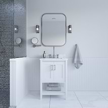 Sheraton 24" White Vanity with Carrara Marble Top and Ceramic Basin