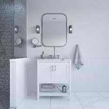 Sheraton 30" White Vanity with Carrara Marble Top and Ceramic Basin