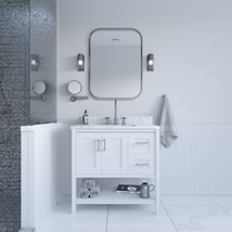Sheraton 36" White Vanity with Carrara Marble Top and Ceramic Basin