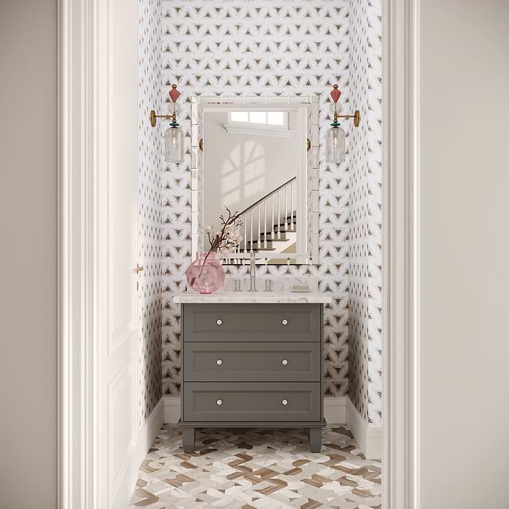 Ako Saint Laurent Brown 5" Triangle Marble Micro Mosaic Tile