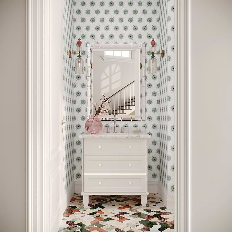 Ako Verde Green 6" Hexagon Marble Micro Mosaic Tile