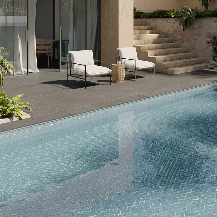 Suki Blue 2x3 Fishscale Matte Glass Mosaic Tile