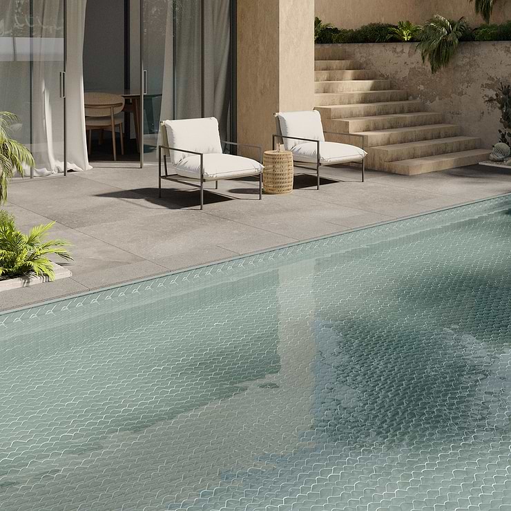 Suki Green 2x3 Fishscale Matte Glass Mosaic Tile