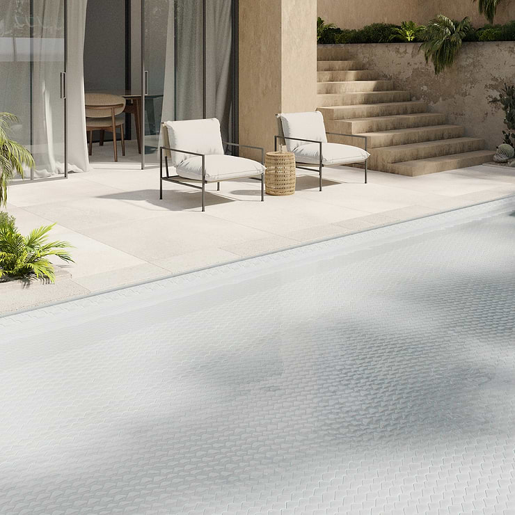 Suki White 2x3 Fishscale Matte Glass Mosaic Tile