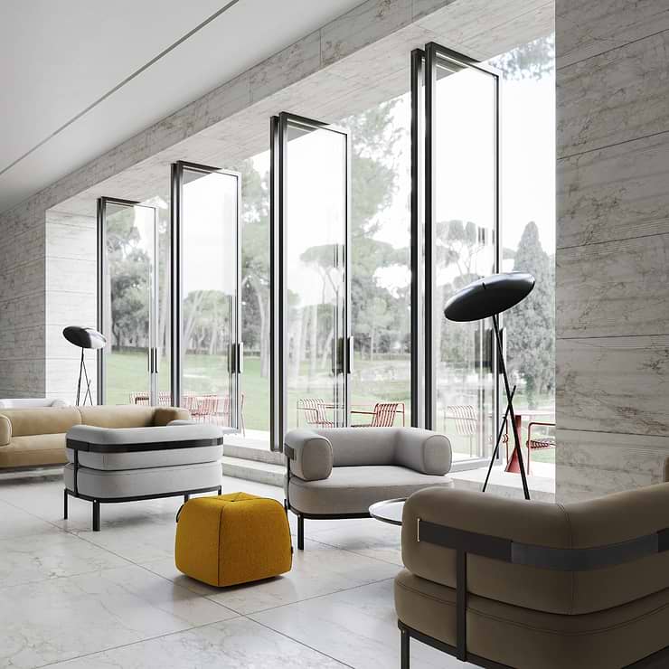 Autograph Caldia Oro White 48x48 Marble Look Satin Porcelain Tile