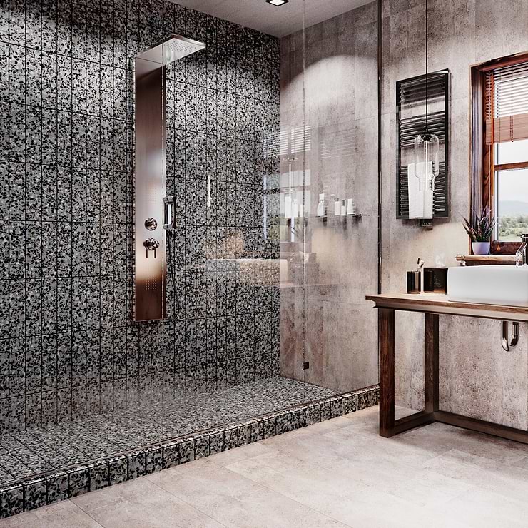 Reef Gray 3x12 Polished Pearl Terrazzo Subway Tile