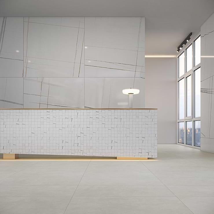 Minera Aurora Gold 2x2 Marble Look Matte Mosaic Tile
